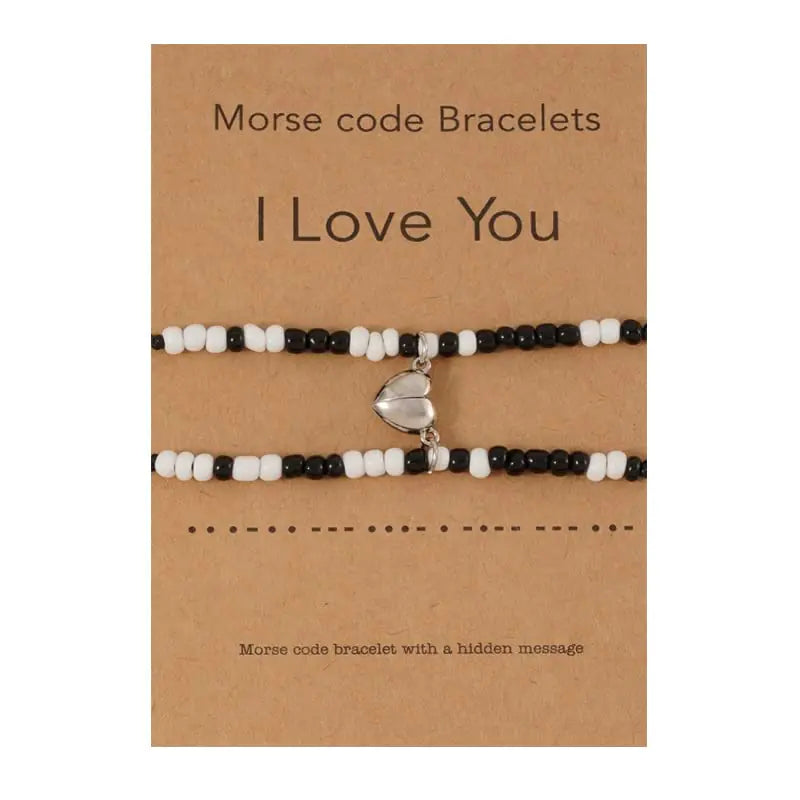 Morse Code “I Love You” Bracelets – Handmade Adjustable Couple Set