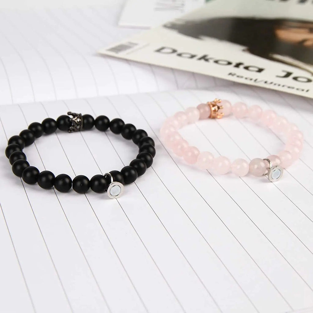 Frosted Crystal Crown Bracelet – Magnetic Unisex Jewelry