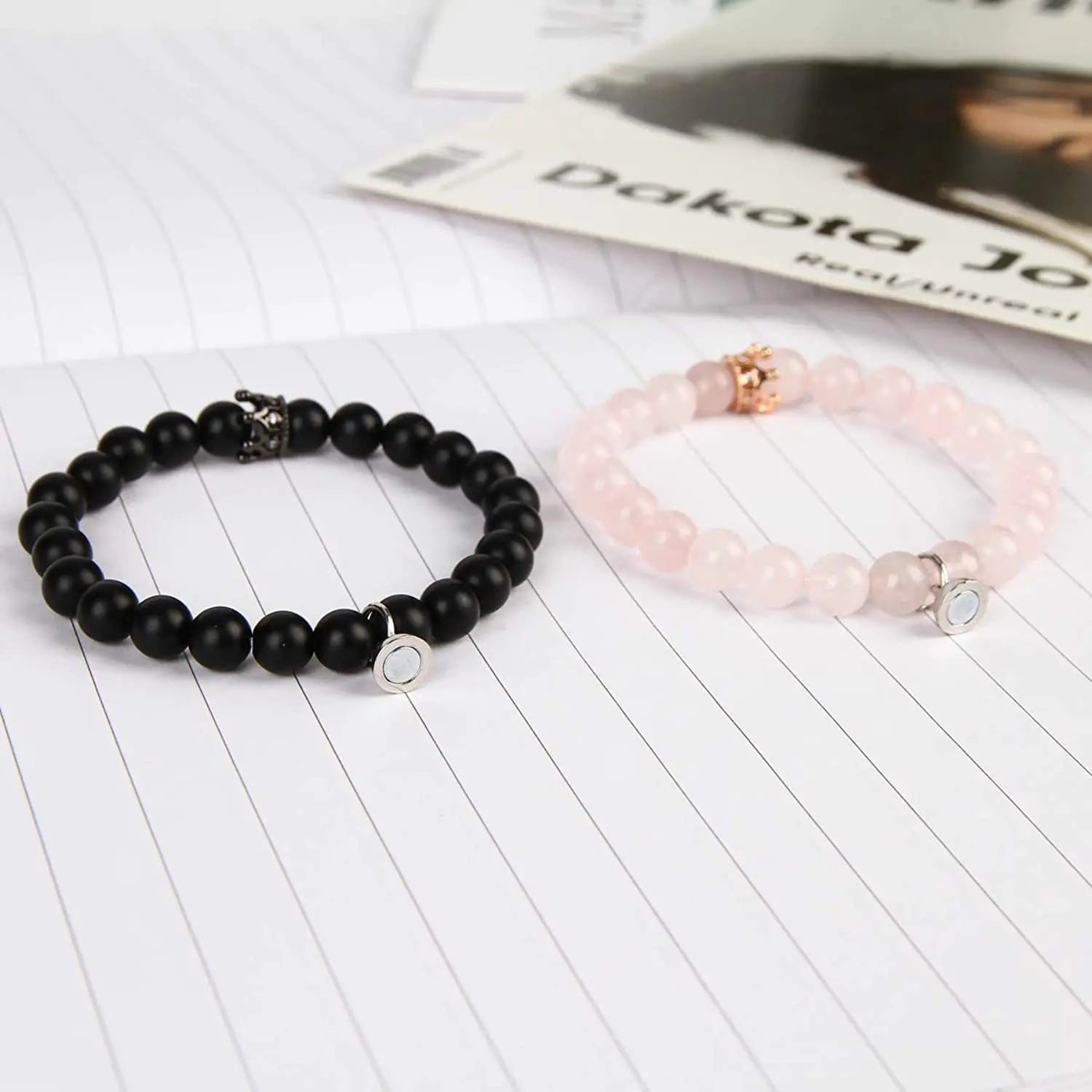 Frosted Crystal Crown Bracelet – Magnetic Unisex Jewelry